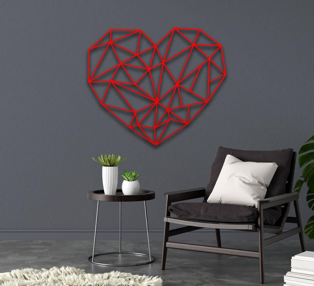 Metal Geometric Heart Wall Art